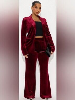 ASH REAL CLOSET SPECIAL: NWOT Velvet Wide-Leg Pant - Burgundy